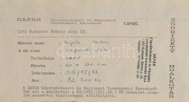 Sipos István (1945-): Vízparti fák. Olaj, farost, jelezve balra lent. 40x60 cm. Hátoldalán Sáfár GMK...