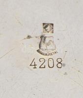 Christofle Gallia szecessziós ezüstözött fém ékszeres doboz, jelzett, kopással, d: 9,5 cm