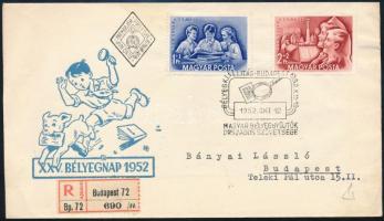 1952 Bélyegnap sor ajánlott helyi FDC-n
