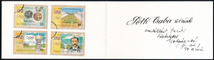 1994 100 éves a NOB MINTA sor lapra felragasztva, a tervező Molnár Ottó aláírásával + rövid szakmai ismertető