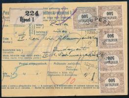 1922 Csomagszállító 5 db Hivatalos bélyeggel