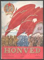 1950 Honvéd katonai folyóirat V. évf. 3. szám, 1950. március, benne Rákosi Mátyásról szóló, ill. egyéb érdekes írásokkal, kiadói papírkötés, kissé viseltes borítóval, kissé hullámos, 140 p.