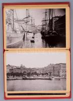 1905 Trieste leporello, 12 db keményhátú fotóval, hn., R. &amp; J. D. Egészvászon-mappában, a fo...