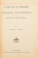 Fónagy József: A fácán és fogoly vadászata, tenyésztése, hálóval való fogása. Bp., [1900], Athenaeum, VIII p. + 191+(1) p.+ (8) p. (reklámok) + 10 t. (ebből egy színes). Kiadói egészvászon-kötés, kissé viseltes borítóval, sérült gerinccel, helyenként foltos lapokkal, a címlap tetején kivágásból eredő hiánnyal.