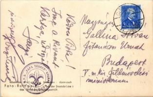 1933 Salzburg, cserkészek zenekara, háttérben a vár / boy scouts' music band, castle in the bac...