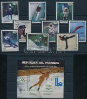 Paraguay; 1980 Winter Olympics medalists set Mi 3281-3289 + block Mi 352, Paraguay; 1980 A téli Olimpia érmesei sor Mi 3281-3289 + blokk Mi 352