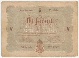 1848. 5Ft barna nyomat "AD:x. 20409" "Kossuth bankó" T:VG, szakadások Adamo G109A