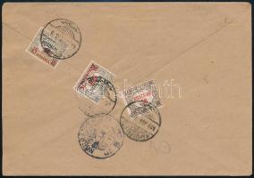 1922 Ajánlott levél 3 db Hivatalos bélyeggel