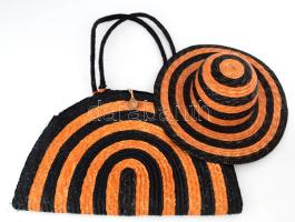 Szalmakalap és szalmatáska, 34x54 cm