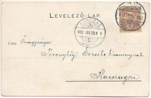 1900 Brassó, Kronstadt, Brasov; Evgl. Stadtpfarrkirche / Evangélikus templom, látkép. W. Hiemesch ki...