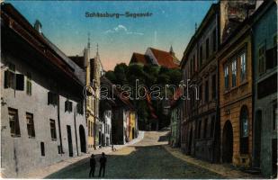 Segesvár, Schässburg, Sighisoara; Iskola utca, Emil Radler üzlete / street view, shop (EB)