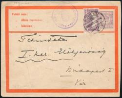 1925 35f díjjegyes boríték 1000K értékkel kiegészítve