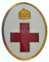 ~1910. "Koronás Vöröskereszt" zománcozott jelvény, hátlapon "ERDÉLY ÉS SZABO MŰSZERGYÁRA BUDAPEST" gyártói jelzéssel (48x38mm) T:AU