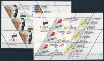 Slovenia; 1992 Winter olympic games mini sheets Mi 6-7 + Mi 27-28, Szlovénia; 1992 Téli olimpiai játékok kisívek Mi 6-7 + Mi 27-28