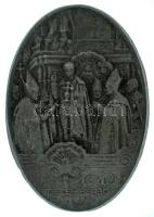 Osztrák-Magyar Monarchia 1916. "IV. Károly" az uralkodó megkoronázásának emlékérem készült ovális Zn jelvény tű nélkül (45x31mm) T:2 / Austro-Hungarian Monarchy 1916. "IV. Károly" Zn badge commemorating the coronation of Charles IV without pin (45x31mm) C:XF