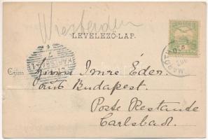 1902 Ipolyság, Sahy; vasúti indóház, vasútállomás, gőzmozdony, vonat. Kanyó Antal kiadása / railway ...