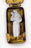 Szent Antal miniatűr, ablakos fém tokban, 3,5x1,5 cm