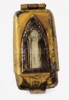 Szent Antal miniatűr, ablakos fém tokban, 3,5x1,5 cm