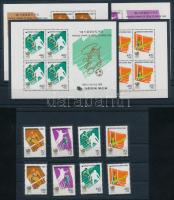 South korea; 1986 Summer olympics set Mi 1435-1438 + set of stamps ripped from block Mi 1439-1442 + set of blocks Mi 510-513, Dél-Korea; 1986 Nyári olimpiai játékok sor Mi 1435-1438 + blokkból kitépett bélyegsor Mi 1439-1442 + blokksor Mi 510-513