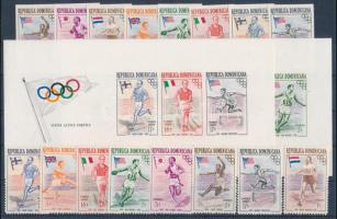 1957 Olimpia Melbourne sor + vágott sor + 2 vágott blokk Mi 560-567A + B + Bl. 3B-4B