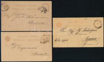 12 db krajcáros díjjegyes levelezőlap, közte magyar-horvát nyelvű