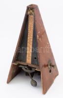Antik fa metronóm, szervizelendő, sérüléssel, m: 21 cm