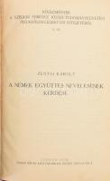 Zentai Károly: A nemek együttes nevelésének kérdése. Közlemények a Szegedi Ferencz József Tudományegyetem Pedagógiai-Lélektani Intézetéből 8. sz. Szeged, 1936, Juhász István-ny., 95+(1) p. Átkötött félvászon-kötésben, a címlapon kis sérüléssel.
