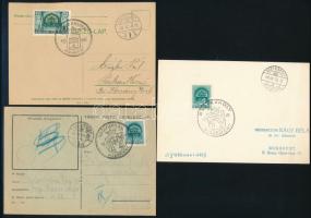 9 db levelezőlap / lap + 5 db kivágás, közte Visszatért bélyegzések