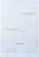 Kótai Tamás (1959-): Kellékek az útra. Rézkarc, papír, jelzett, művészpéldány E/A VI/XIII számozással. 54,5x39 cm