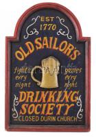 Fa kocsmai berendezési falidísz, kopással, 60x40 cm