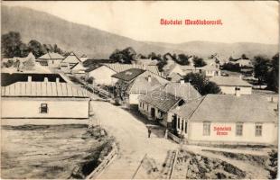 1909 Mezőlaborc, Medzilaborce; látkép, Schönfeld Ármin üzlete és saját kiadása / general view, publisher's shop (EB)