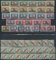 1919-1927 71 db Köztársaság portó bélyeg, 18 db Magyar Posta portó bélyeg és 30 db Ikarusz portó bélyeg 4 db stecklapon