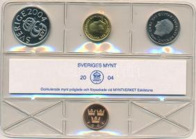 Svédország 2004. 50ö - 10K (4xklf) forgalmi sor fóliatokban T:UNC Sweden 2004. 50 Öre - 10 Kronor (4xdiff) coin set in foil case C:UNC