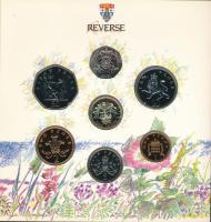 Egyesült Királyság 1989. 1p - 1P (7xklf) forgalmi sor szettben T:BU, a tok belső ragasztása elengede...