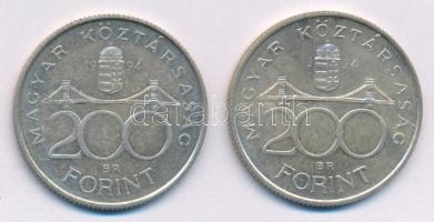 1994. 200Ft Ag "Deák" (2x) T:AU,XF Adamo F13.1