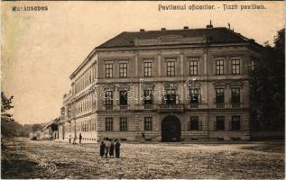1915 Karánsebes, Caransebes; Pavilonul oficerilor / Tiszti pavillon / K.u.K. military officers' pavilion, street view (r)