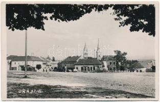 Szászváros, Broos, Orastie; Untere Marktplatzreihe / Alsó piac sor, üzletek / market row, shops. Fotograful Schuller photo