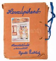 Hosszúpihenő... Karikatúrák a katonaéletről. Rajzolta: Szabó Károly. 94 tábla, 6 db hiányzik. Viseltes papír mappában, egyébként jó állapotban.