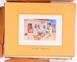 Hosszúpihenő... Karikatúrák a katonaéletről. Rajzolta: Szabó Károly. 94 tábla, 6 db hiányzik. Viselt...