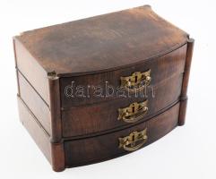 cca 1900, Szecessziós háromfiókos kabinetszekrény. Kis sérüléssel, hiánnyal, 36x22x23 cm