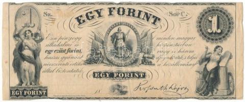 1852. 1Ft "Kossuth bankó", "C" sorozat, kitöltetlen T:F folt / Hungary 1852. 1 Forint "C" prefix, without date or serial number C:F spotted Adamo G122, Krause P#S141