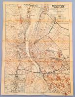 cca 1930 Kogutowicz Manó - Czakó István: Budapest székesfőváros kézitérképe, a "Rendőri útmutató" melléklete, szakladásokkal 67x45 cm