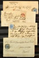Osztrák Posta Magyarországon 34 db küldemény, közte 11 db 1850-es, 3 db 1858-as, 5 db 1861-es, 15 db 1864-es kiadásokkal bérmentesítve, benne 6 db levél 2 bélyeges, 5 lapos A4-es berakóban