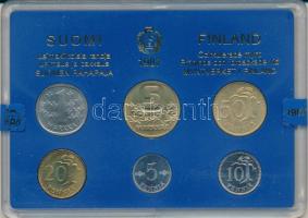 Finnország 1987. 5p - 5M (6xklf) forgalmi sor műanyag tokban T:UNC Finland 1987. 5 Penniä - 5 Markkaa (6xdiff) coin set in plastic case C:UNC