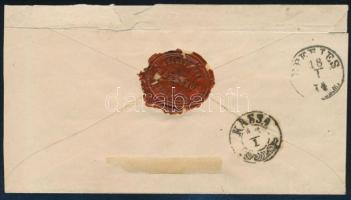 1874 5kr díjjegyes boríték Réznyomat 10kr díjkiegészítéssel ajánlott küldeményként "CSÁVOS"...