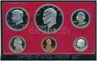 Amerikai Egyesült Államok 1978S 1c-1$ (6xklf) forgalmi sor eredeti tokban T:PP USA 1978S 1 Cent - 1 Dollar (6xdiff) coin set in original case C:PP