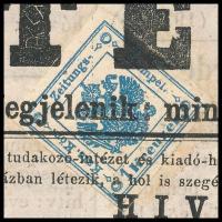 1858 Hírlapilletékbélyeg 1kr 1864-es Miskolczi Értesítőn