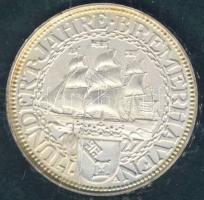 Német Birodalom/Weimari Köztársaság 1927. 5M Ag "Bremerhaven" 1977-es Ag (1000) utánverete T:BU Plasztiktokban, tanúsítvánnyal!