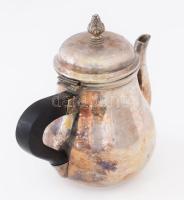 Francia ezüstözött kancsó, fa fogóval, jelzett, m: 15 cm