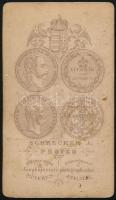 cca 1870 Két elegáns fiatal úr portréja, vizitkártya Schrecker Ignác (1834-1888) pesti műterméből, k...